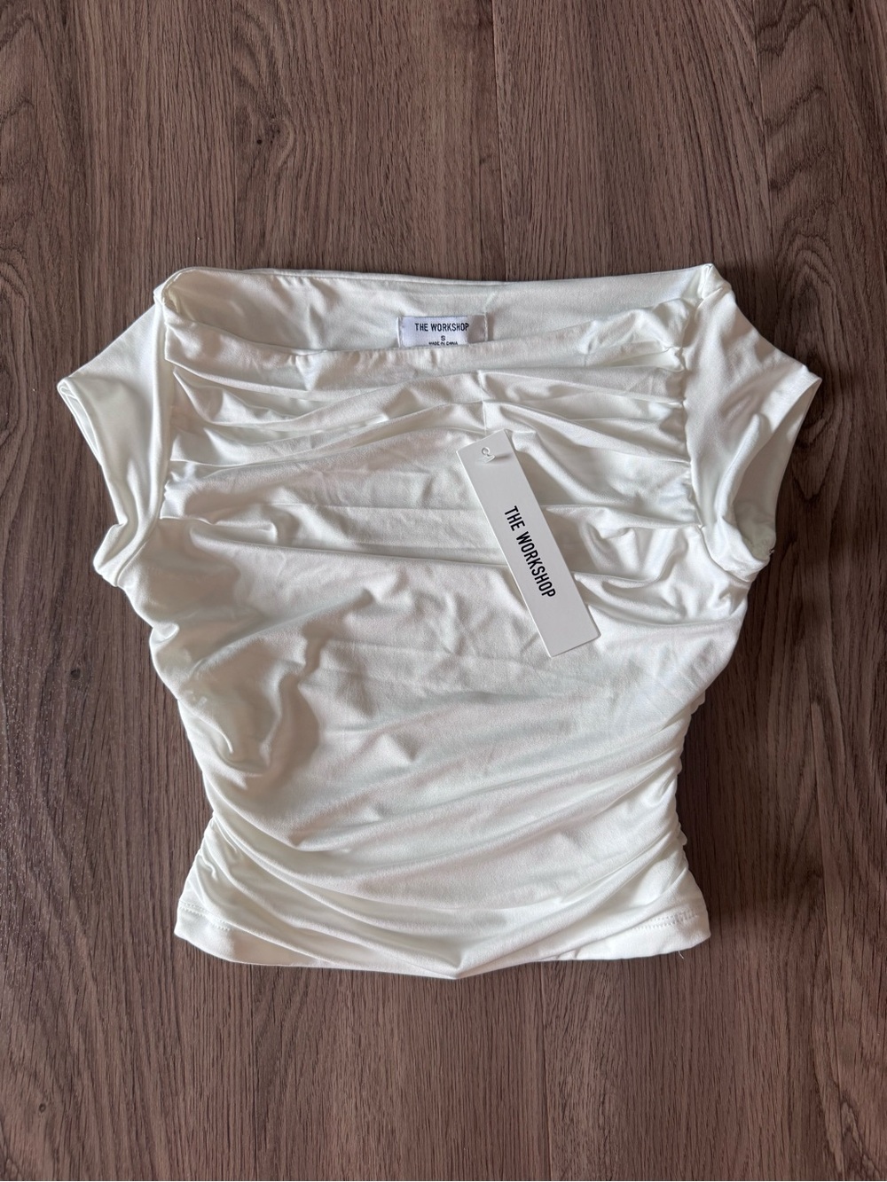 Workshop Republic Clothing Cream Ruched Cap-Sleeve Camisole